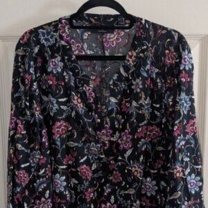 Lane Bryant Womans Plus Size 22 Long Sleeve Embellished Floral Blouse